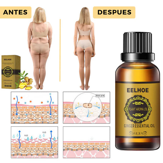 COMPRA 1 Y LLEVA 2: Aceite de jengibre Adelgazante - Drenaje abdominal + Pérdida de peso + Masaje Linfático